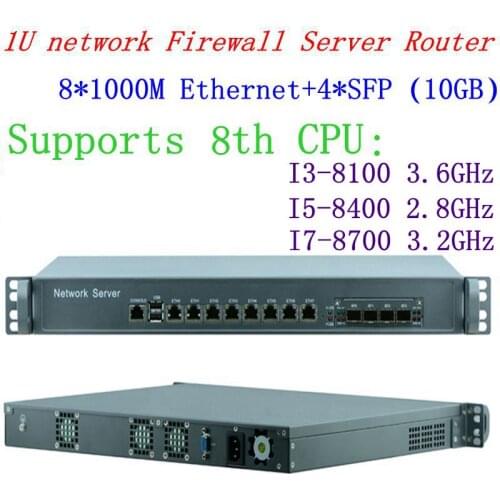 2G RAM 500GHDD Support ROS RouterOS 1U firewall server router with 6*1000M inteL 82574L LAN 2*SFP 2*bypass Intel I3 3240 3.4G