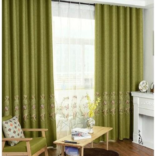 High-grade Cotton Linen Embroidered Curtains Mirror Flower Curtains for Living Room Villa Bedroom Study Curtains Tulle Custom