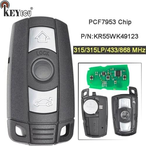 KEYECU 315/315LP/433/868MHz PCF7953 Chip CAS3+ KR55WK49127 KR55WK49123 Replacement 3 Button Remote Key Fob for BMW 3/5 Series