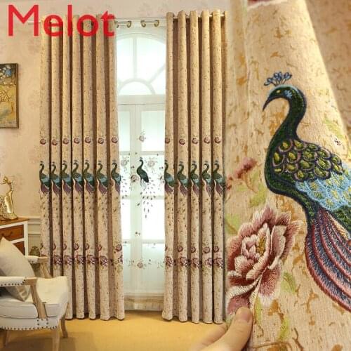 Modern European-Style Curtain Luxury Atmosphere Living Room Bedroom Embroidered Curtain High-End Shading Finished Floor Curtain