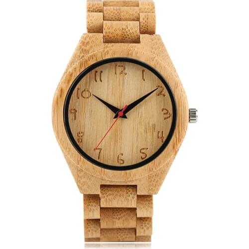 Super Simple Wooden Quartz Watches Men Women Gift Genuine Leather Band Modern Nature Bamboo Analog Wrist Watch relogio masculino