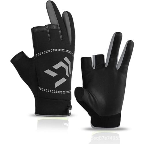 Outdoor Anti-slip Fishing Gloves Men Women Waterproof Fishing Equipment 3 Cut Finger Fish Angling SBR Gloves Sport Fitness Glove