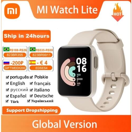 Global Version Xiaomi Mi Watch Lite GPS Fitness Tracker Heart Rate Monitor Smart Sport Bracelet 1.4inch Bluetooth Smart Watch
