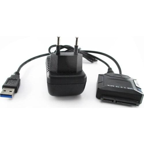USB 3.0 to SATA 22pin Data Power Cable Adapter 5Gbps for 2.5" SSD 3.5" SATA HDD + US Power Adapter