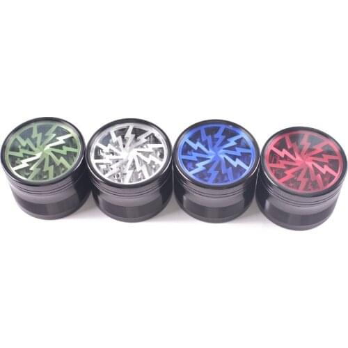 High-grade Lightning Transparent 63mm Diameter Aluminum alloy Cigarette Mill Tobacco Crusher Metal Tobacco Accessories