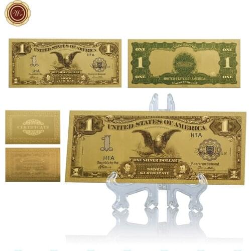WR One Dollar 1899 Year 24k Gold Banknote Collectible US Usd One World Paper Money Souvenir Gifts with Stand for Home Decor