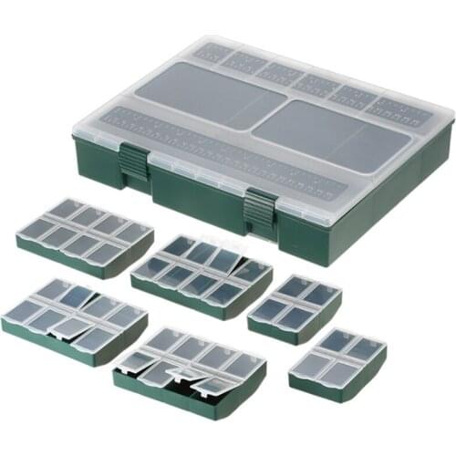 Big Capacity Carp Fishing Tackle Box with Ruler Built- in 6 Separate Small Boxes Perfect for Athletics Leisure Fishing