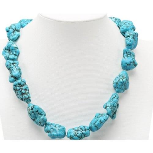 Woman Fashion jewelry 20mm Bright Blue Stone huge Baroque beads handmade Necklace gift 45cm 18