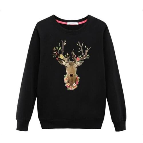 2017 S-XXL New Autumn Women Hoodies Casual Character Winter Fashion Deer Cute Cartoon Printed Sweatshirts Pullover Tops