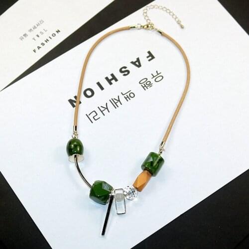 YDGY New Necklace Female Korean Edition Literary Resin Geometric Dropping Crystal Sweet Candy Color Clavicle Wholesale Chain