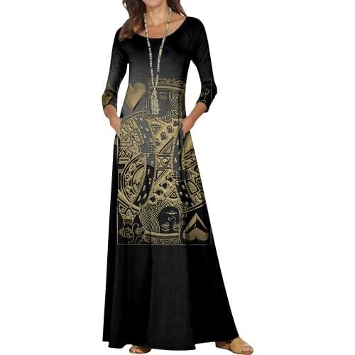 Maxi Dresses For Women Round Neck long sleeve Prom Dress 3D Poker Harajuku Summer Loose Casual Womens Oversize vintage dress