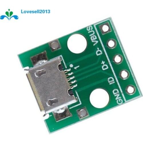 10PCS Micro USB to DIP 2.54mm Adapter Connector Module Board Panel Female 5-Pin Pinboard 2.54mm Micro USB PCB Type Parts