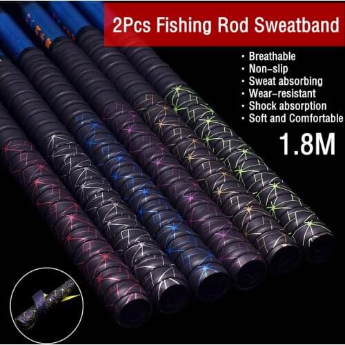2Pcs Anti-slip Fishing Rod Wrap Badminton Racket Hand Glue Sweat-absorbent Belt Rod Grip