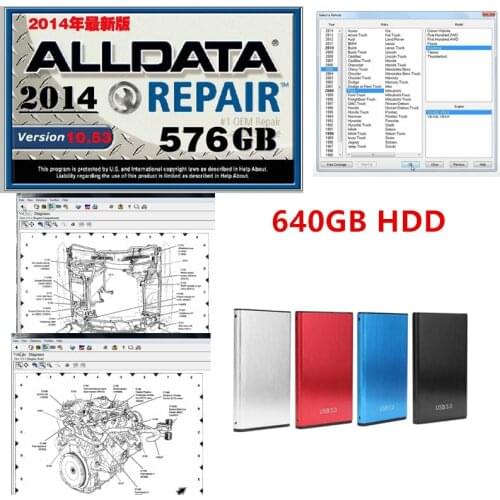 2021 Hot Auto Repair Alldata Software V10.53 alldata auto diagnostic all data in 640GB HDD Free install support windows 7 / 8