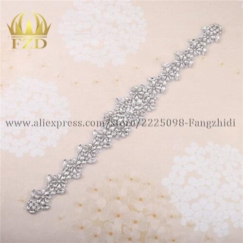 30pieces) Handmade Hot Fix Sew on Rhinestone Beaded Applique for Bridal Belt