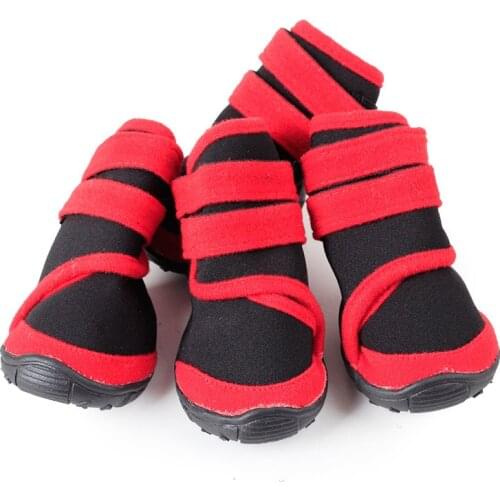 4pcs/set Pet Dog Shoes Waterproof Dog Boots Winter Warm Snow Boots with Anti-slip Soles Bulldog Footwear for Medium Large Dogs