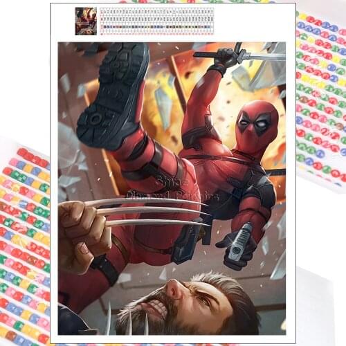 Diamond Painting Marvel Deadpool Cartoon Wolverine Cross Stitch Full Drill Wall Stickers Art 5D DIY Mosaic Home Decoration Gifts