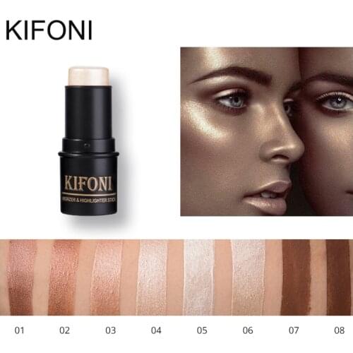 KIFONI makup Bronzer&Highlighter Stick 8 Colors 3D Contour Makeup Concealer Pen Face Waterproof Glow Brighten Stick Cosmetic
