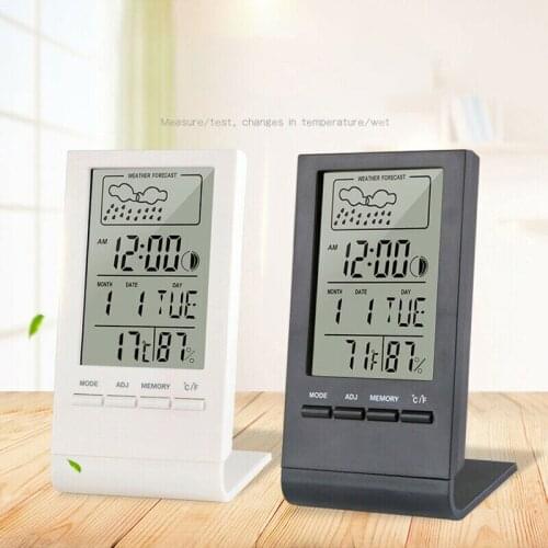 Lcd Display Calendar Alarm Clock Desk Digital Thermometer Desk Table Clock Portable Digita Clock Humidity Meter