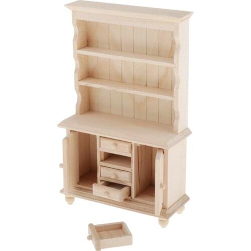 Wooden Book Shelf Storage Organizer Cupboard For 1/12 Dollhouse Furniture