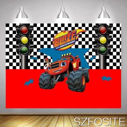 Cartoon SUV Racer Boy Backdrop Child Birthday Party Decoration Kids Baby Bath Newborn Custom Background Photography Studio Photo
