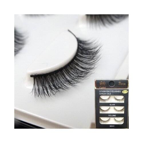 Hot sale 3 Pairs 3D False Eyelashes Cross Natural Long Eye Fake Lashes Makeup 3D-ZMQ06 free shipping