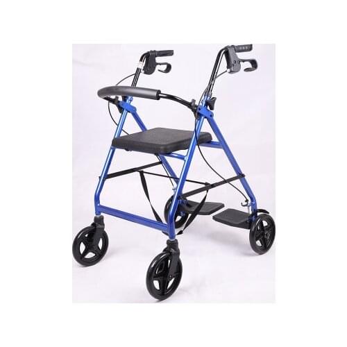 Walkers for the Elderly Elderly Trolley Walker Scooter Four-wheel Walker with Handbrake Folding Rehabilitation Walker