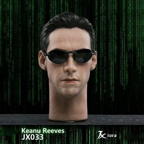 JXTOYS 1/6th Soldier Matrix Imperial Kinu Reeves Head Carved Carving with Glasses Accessories for 12" Action Figure In Stock
