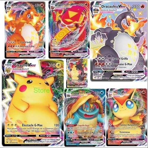 60-100Pcs TOMY French Version Pokemon Card GX VMAX Shining V MAX TAG TEAM Battle Carte Trading Cards Game Children Toy