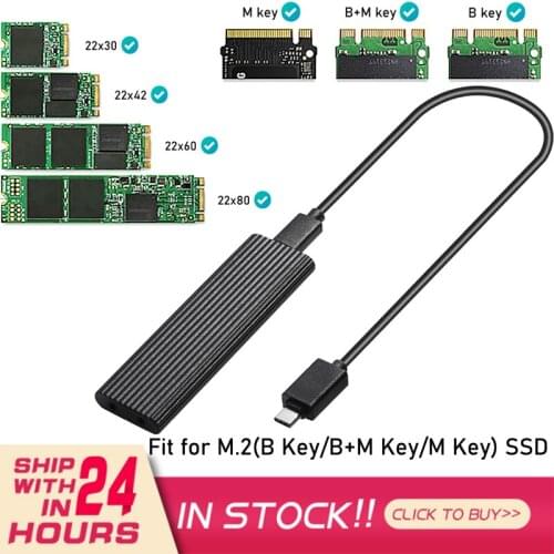 M2 SSD Enclosure,M.2 NVMe NGFF Case Box External Hard Drive Type C 3.1 Adapter For PC M.2 NGFF NVME SATA M/B Key M.2 SSD Case