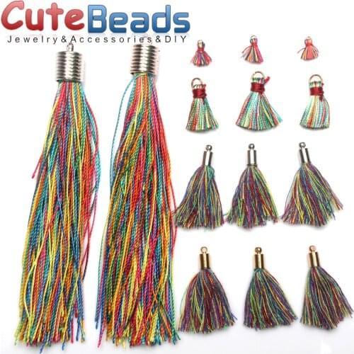Colorful Silky tassel Charms /cotton tassels/mini tassel/jewelry making DIY Pendant Drop earrings Necklace Bracelet