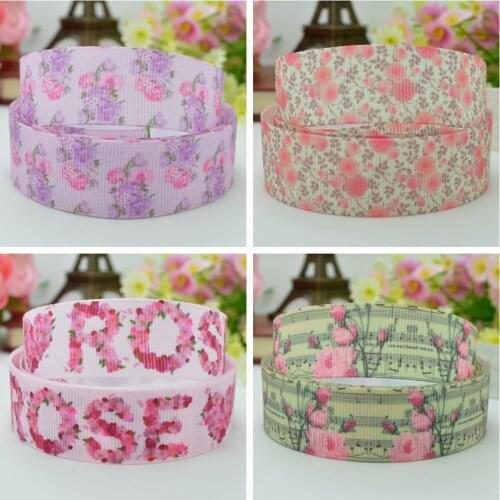 10 Yards 22mm 7/8" Pretty Flowers Girls Printed grosgrain ribbon hair bow Headwear DIY hair accessories retail