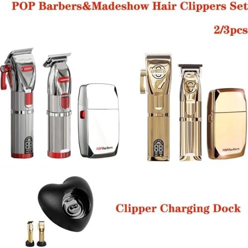 Professional 3pcs/ lot Hair Electric Clipper Set Barber Hair Cutting Trimmer Shaving Razor Clipper Barbershop Haircut Tools