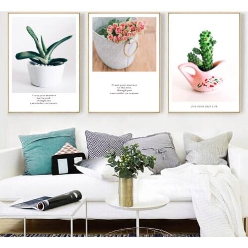 Nordic Style Art Wall Poster Modern Minimalist Small Fresh Plant Flowers Canvas Oil Painting Prints Home Decor Living Room Mural