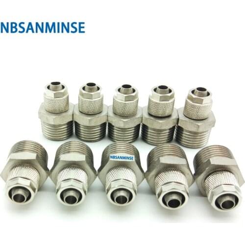 NBSANMINSE 10Pcs/lot BC Brass push on straight fitting Air Pneumatic fitting lower pressure pipe tube fitting