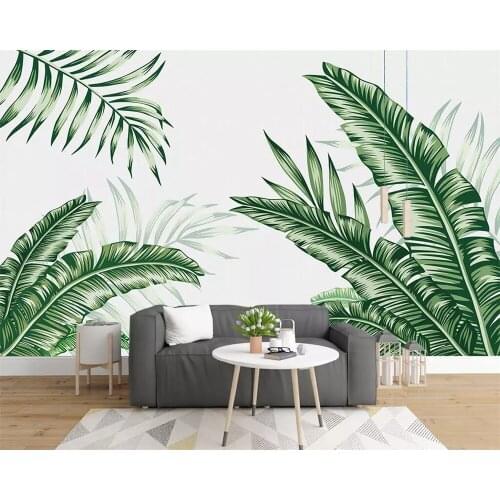 Beibehang Wallpaper custom 3D modern fresh green background wall green plant photo mural wall living room wall Papel de parede