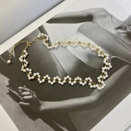 14K Gold Filled 3-6mm Fresh Water Rose Blue Pearls Necklaces for Women Fine Birthdays Presents