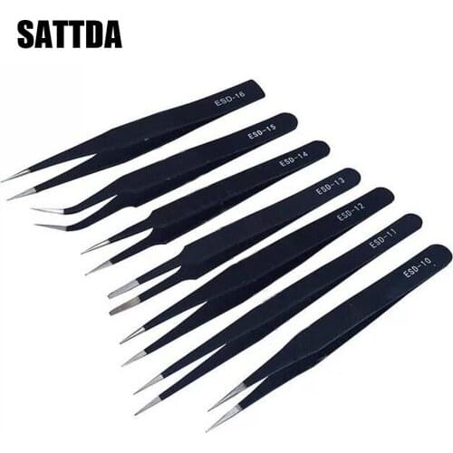 Precision stainless steel industrial tweezers for electronic components maintenance and antistatic pincet vetus