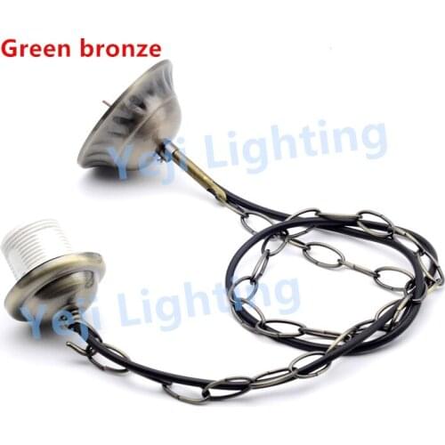Free shipping Ceiling rose with chain and cable wire cord set E27 Edison retro lamp holder green bronze lighting accessories DIY