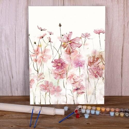 Flower Pink Grey Floral Nordic DIY Paint By Numbers Set Acrylic Paints 40*50 Painting On Canvas Home Decoration Drawing
