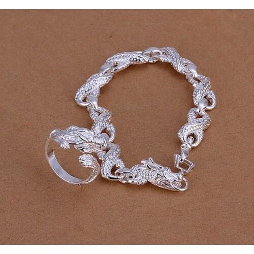S094 Silver Color Lovely Jewelry Sets Silver Engageme Jewelry Small White Dragon Head Free Shipping Charm Gifts Fashion Jewelry