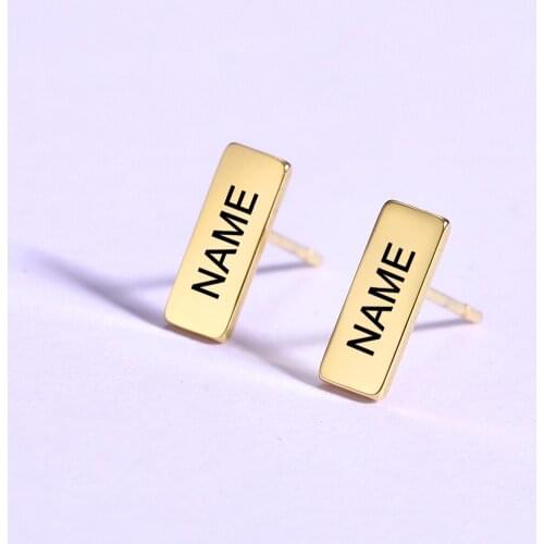Sipuris Custom Name Steel Color Earrings Fashion Unisex Earrings Wild Jewelry Lettering Earrings Custom Rectangular Earrings