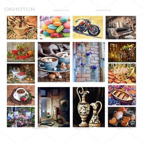 Nordic Decoration Home Diamond Painting DIY Cross Stitch Kit Macaron Foods Mosaic Diamond Embroidery Painting Kitchen Room Mural
