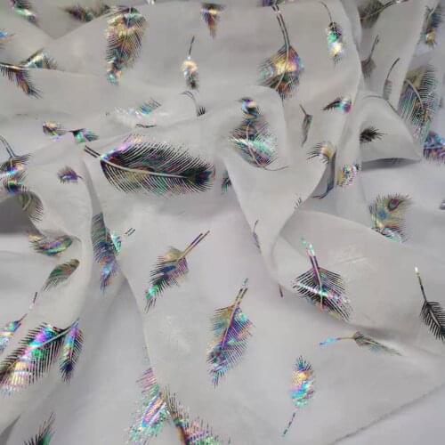 Dancing dress fabric chiffon shiny silky chiffon thin magic feather fabric bronzing wedding costume DIY 1M/lot