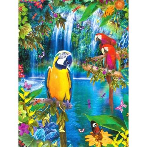 Bird Parrot Animal Printed Fabric 11CT Cross-Stitch DIY Embroidery Set DMC Threads Hobby Handiwork Sewing Package