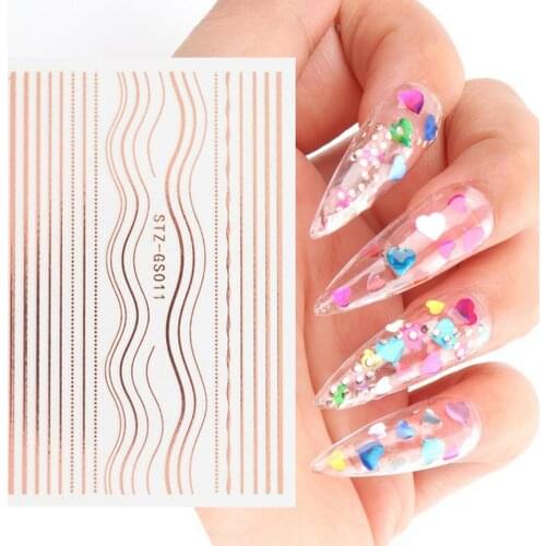 3D Effect Nail Strip Half Moon Ultra Thin Rose Gold Striping Tape Manicure Design Lines Decals Decoration Manicure Sticker