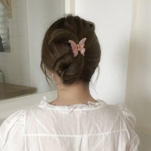 Korea Fashion Women Hair Claw Clamp Vintage Transparent Butterfly Shaped Hair Clip Crab Acrylic Acetate Hairpin Hair Accessories