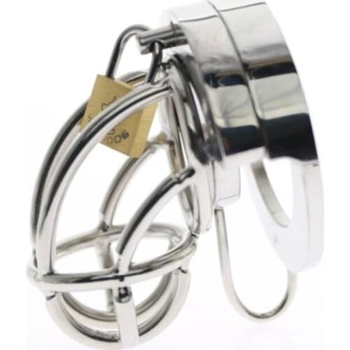 Lockable Penis Lock Stainless Steel Cock Cage Penis Ring Chastity Device Belt Tool Restraint Sex Toys for Men BS079 40/45/50mm
