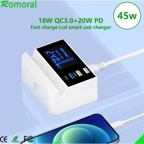 Quick Charge QC3.0 USB Charger 45W Travel USB C PD Charger Adapter HUB Phone Charger For iPhone Xiaomi Huawei