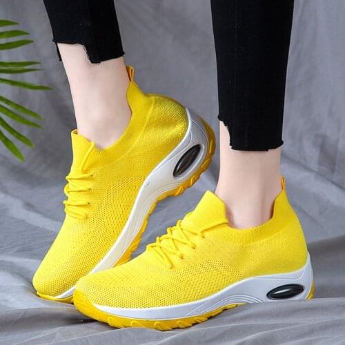 Wedges Shoes For Women Yellow Sneakers Comfort Ladies Trainers Women Casual Shoes Platform Shoes Plus Size Chaussures